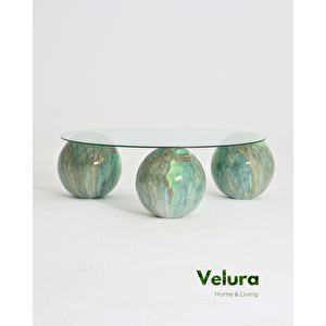 Küre Orta Sehpa - Jungle - Yuvarlak - Şeffaf Cam 90x90 cm