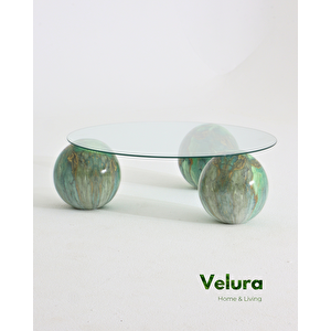 Küre Orta Sehpa - Jungle - Yuvarlak - Şeffaf Cam 90x90 cm