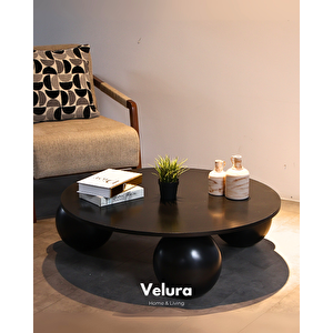 Küre Orta Sehpa - Siyah Top - Yuvarlak - Siyah Mdf 90x90 cm