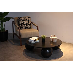 Küre Orta Sehpa - Siyah Top - Yuvarlak - Siyah Mdf 90x90 cm