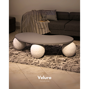Küre Orta Sehpa - Dragon (beyaz) - Fasulye - Gri Mdf 120x70 cm