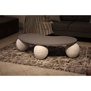 Küre Orta Sehpa - Dragon (beyaz) - Fasulye - Gri Mdf 120x70 cm