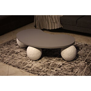 Küre Orta Sehpa - Dragon (beyaz) - Fasulye - Gri Mdf 120x70 cm