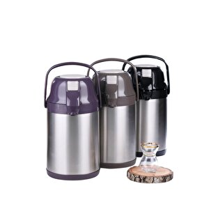 2007 Pompalı 2,5 Litre İçi Dışı Çelik Termos Siyah
