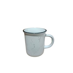 Seramik Kulplu Bardak Renkli Emaye Görünümlü 260 Cc Beyaz