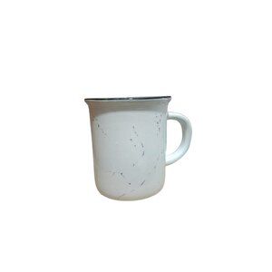 Seramik Kulplu Bardak Renkli Emaye Görünümlü 260 Cc Beyaz