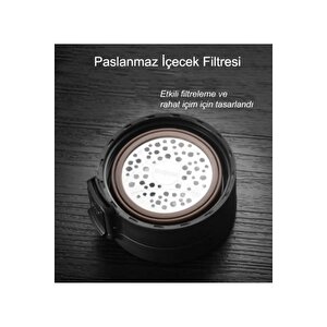380 Ml Çift Katlı Mug Termos Filtreli Kapak
