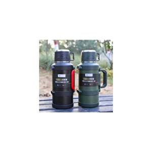 Paslanmaz Çelik 3,2 Litre Termos 24 Saat Sıcak 48 Saat Soğuk Kamp Piknik Seyahatte Siyah