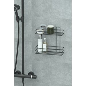 Yapışkanlı 2 Katlı Banyo Rafı Duş Şampuanlık Duvar Düzenleyici Organizer
