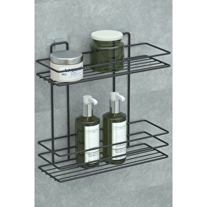 Yapışkanlı 2 Katlı Banyo Rafı Duş Şampuanlık Duvar Düzenleyici Organizer