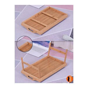 Portatif Tepsi Katlanır Ayaklı Bambu Yatak Keyif Tepsisi (50cm*30cm)
