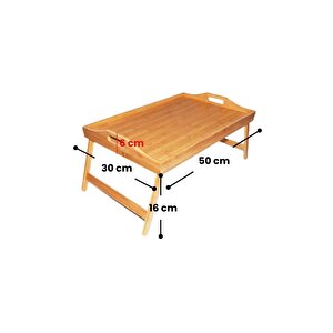Portatif Tepsi Katlanır Ayaklı Bambu Yatak Keyif Tepsisi (50cm*30cm)