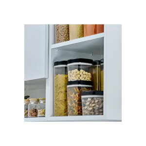 Erzak Saklama Kabı 12 Parça Set Siyah (4 Adet 1800ml - 4 Adet 1000ml - 4 Adet 600ml)