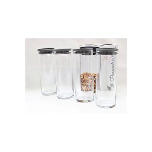 43756 Vakumlu 1230 Cc Cam Kavanoz - Cam Erzak Saklama Kabı 4 Lü
