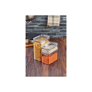 3 Lü Set Dikdörtgen Contalı, Sızdırmaz Kapaklı Saklama & Erzak Kabı Şeffaf 3500ml-1700ml-800ml