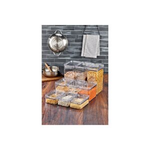 3 Lü Set Dikdörtgen Contalı, Sızdırmaz Kapaklı Saklama & Erzak Kabı Şeffaf 3500ml-1700ml-800ml