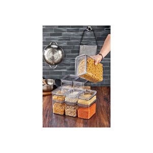3 Lü Set Dikdörtgen Contalı, Sızdırmaz Kapaklı Saklama & Erzak Kabı Şeffaf 3500ml-1700ml-800ml