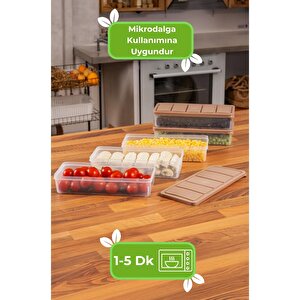 Vakumlu Silikon Kapaklı Dondurucuya Mikrodalgaya Uygun Erzak Saklama Kabı 12'li Set