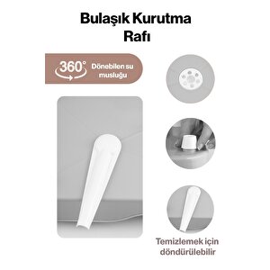 Gri Lüks Tabaklık Bulaşıklık-yönlendirilebilir Su Akıtma Kanallı Bulaşık Sepeti Akl-0640