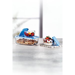 9 Parça Snowbox Mavi Kapaklı Saklama Kabı Takımı / 3 Büyük + 6 Küçük / Özel Set