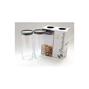 43756 Vakumlu Cam Kavanoz - Cam Erzak Saklama Kabı 4 Lü Gri 1230 Cc Orjin. Kutulu