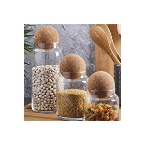 Sughero 3'lü Top Mantar Kapaklı Cam Kavanoz Ve Bahatalık Seti Fma078090 Fma023326