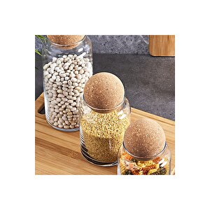 Sughero 3'lü Top Mantar Kapaklı Cam Kavanoz Ve Bahatalık Seti Fma078090 Fma023326