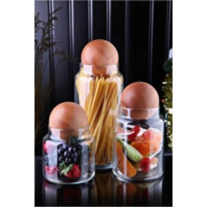 Sughero Cam 3’lü Top Mantar Kapaklı Kavanoz 12653