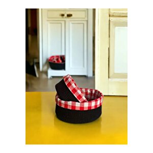 2 Li Astarlı Sepet Organizer Siyah Renk 24 Ve 28 Cm Ölçülerinde