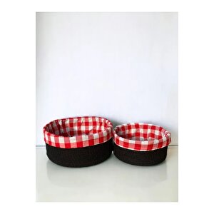 2 Li Astarlı Sepet Organizer Siyah Renk 24 Ve 28 Cm Ölçülerinde