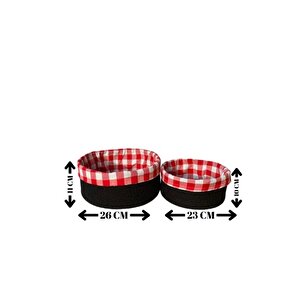 2 Li Astarlı Sepet Organizer Siyah Renk 24 Ve 28 Cm Ölçülerinde