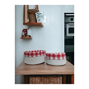 2 Li Astarlı Sepet Organizer Beyaz Renk 24 Ve 28 Cm Ölçülerinde