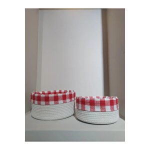 2 Li Astarlı Sepet Organizer Beyaz Renk 24 Ve 28 Cm Ölçülerinde