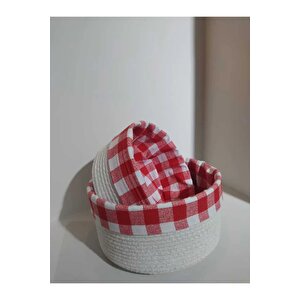 2 Li Astarlı Sepet Organizer Beyaz Renk 24 Ve 28 Cm Ölçülerinde