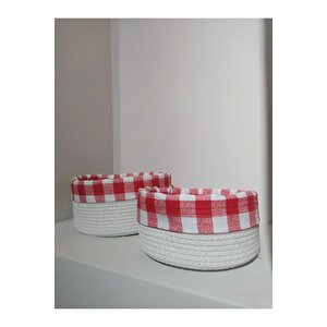 2 Li Astarlı Sepet Organizer Beyaz Renk 24 Ve 28 Cm Ölçülerinde