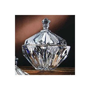 Kristal Kapaklı Şekerlik Kase 18 Cm Ağız Çapı