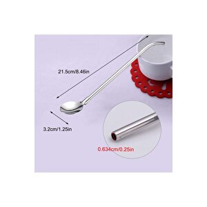 Pipetli Metal Kaşık Seti 6 Adet + Temizleme Fırçası