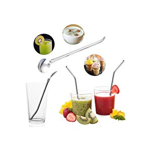 Pipetli Metal Kaşık Seti 6 Adet + Temizleme Fırçası