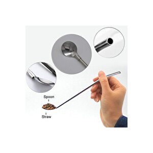 Pipetli Metal Kaşık Seti 6 Adet + Temizleme Fırçası