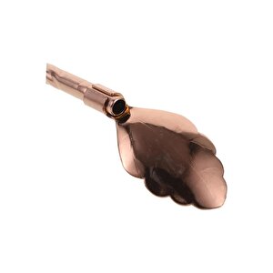Pipetli Latte Kaşığı 6 Adet Bronz Renk Kokteyl Kaşığı Ve Temizleme Fırçası, 22 Cm Yaprak Model