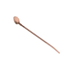 Pipetli Latte Kaşığı 6 Adet Bronz Renk Kokteyl Kaşığı Ve Temizleme Fırçası, 22 Cm Yaprak Model