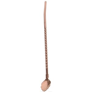 Pipetli Latte Kaşığı 6 Adet Bronz Renk Kokteyl Kaşığı Ve Temizleme Fırçası, 22 Cm Yaprak Model