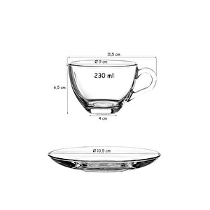 Basic 6lı Set Çay Kahve Büyük Fincan Bardak Takımı 238 Ml - 12 Parça - 6 Kişilik - 97948