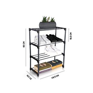 Asvera Teno Çok Amaçlı Raf - 4 Katlı Metal Ayakkabılık - Organizer - Kitaplık - Çiçeklik