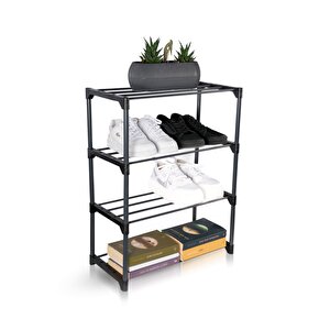 Asvera Teno Çok Amaçlı Raf - 4 Katlı Metal Ayakkabılık - Organizer - Kitaplık - Çiçeklik