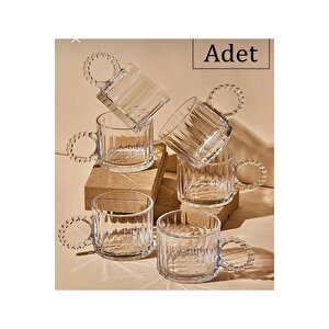 Paşham Avm 6 Lı Boncuklu Kulplu Cam Kupa 300 Ml |  Boncuk Cam Kupa Meşrubat Bardağı