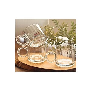 Paşham Avm 6 Lı Boncuklu Kulplu Cam Kupa 300 Ml |  Boncuk Cam Kupa Meşrubat Bardağı