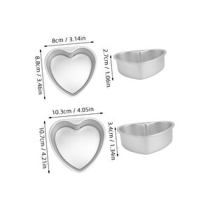 Kek Kalıbı Kalpli Bisküvi Kalp Şeklinde Alüminyum 6 Adet Ağız Çapı 10 Cm Yükseklik 3 Cm