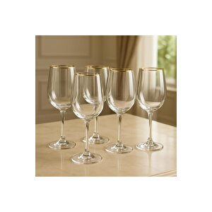 Kristal Ayaklı Bardak Altın Yaldızlı 350 Ml 6 Adet