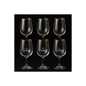 Kristal Ayaklı Bardak Altın Yaldızlı 350 Ml 6 Adet